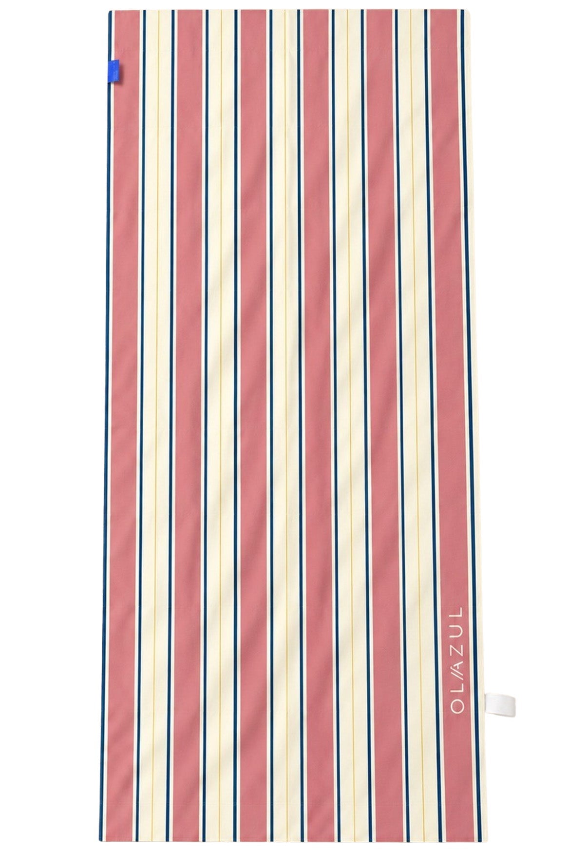 Lana reversible beach towel, pink, cream and navy striped side