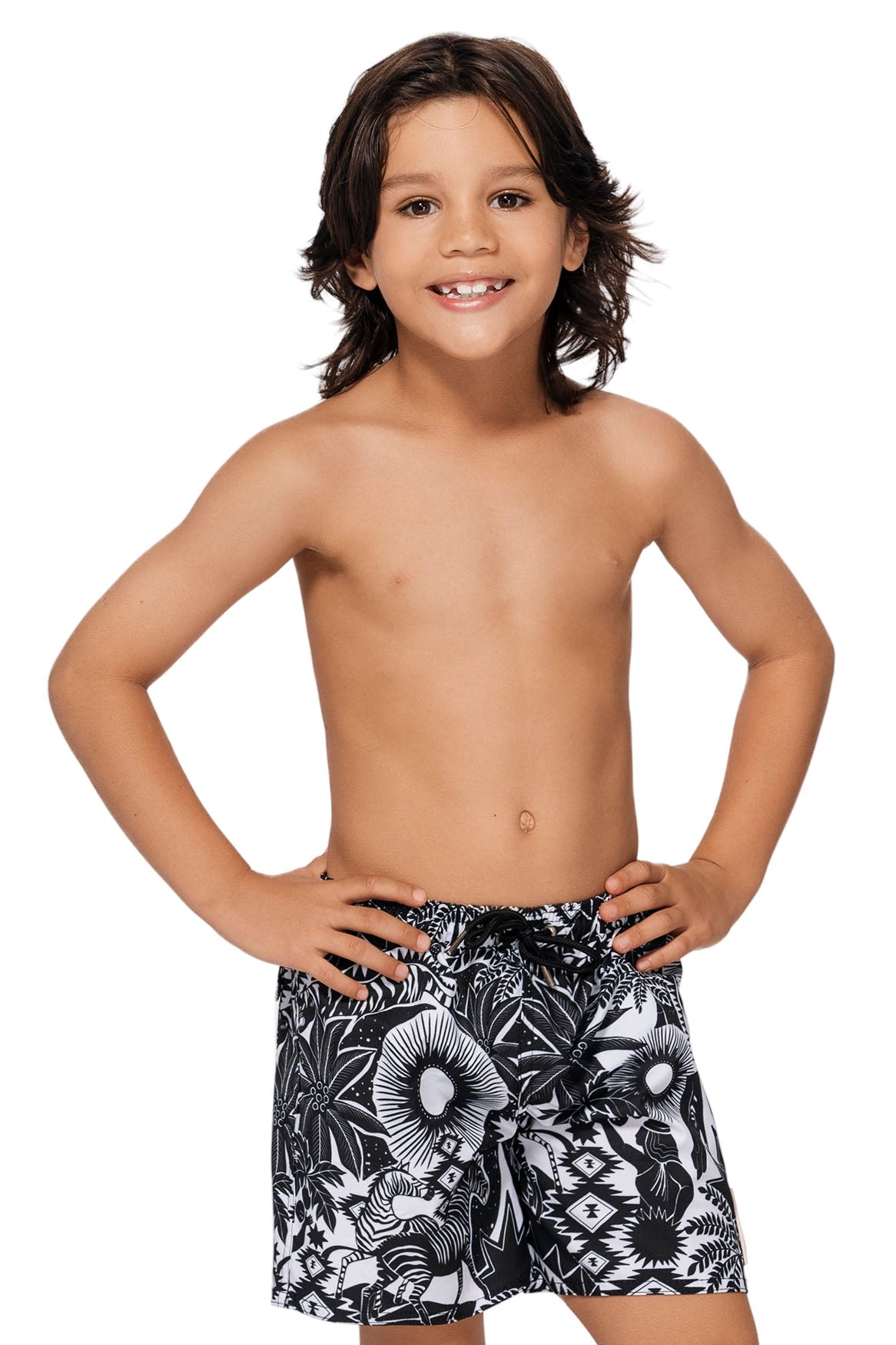 LIAM B&W SWIM TRUNKS - KIDS